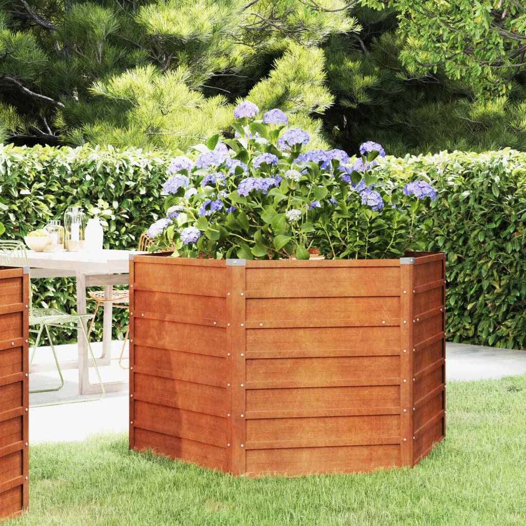Dakota Fields Garden Raised Bed Rusty Corten Steel 129 x 129 x 77 cm