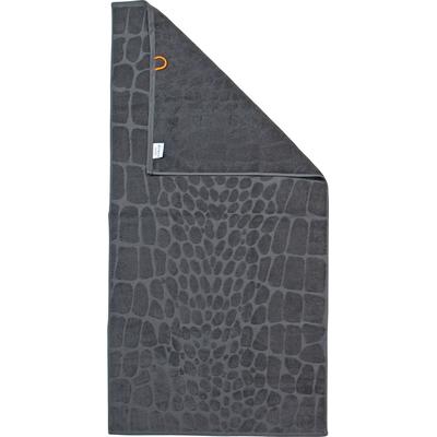 Duschtuch DONE. "Croco", grau (anthrazit), B:70cm L:140cm, Walkfrottier, Obermaterial: 100% Baumwolle, Handtücher, Hoch-Tief-Webung im Croco-Look