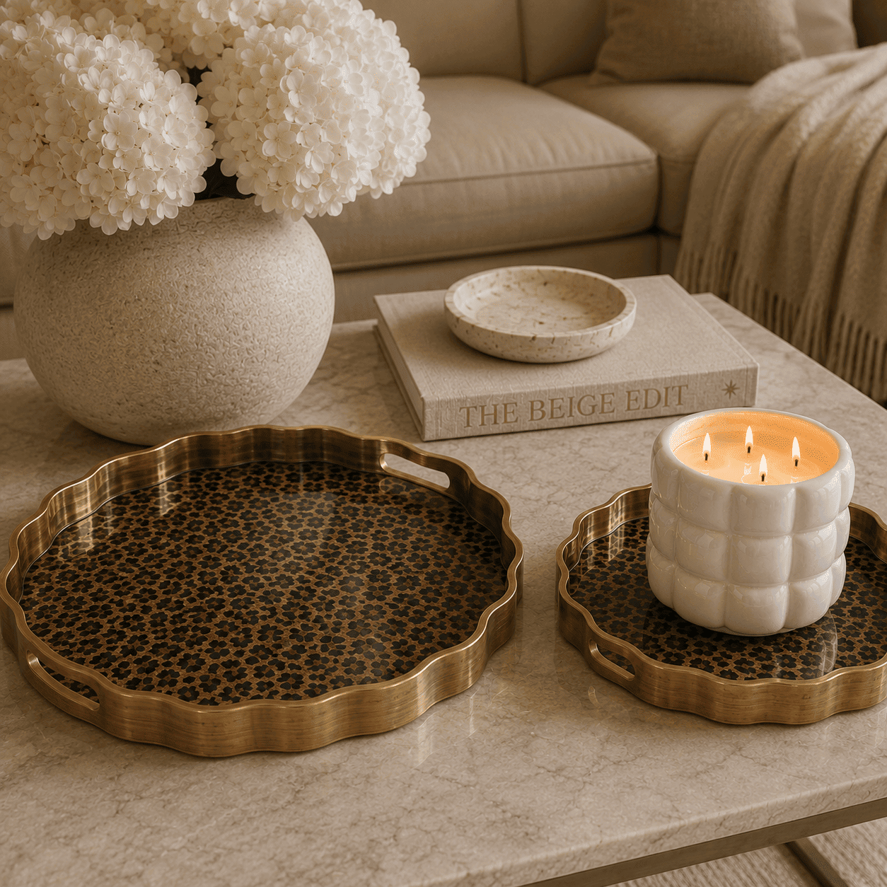 Abasi Leopard Print Scalloped Edge Trays - Set of 2