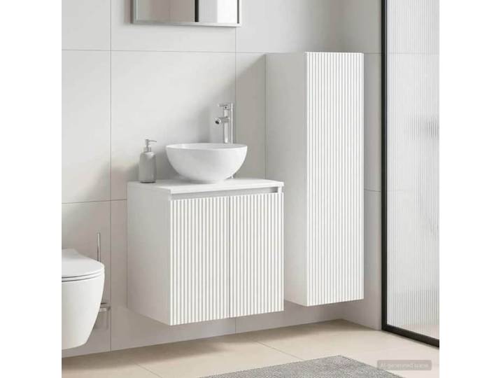 ELORAN®Ensemble de mobilier de salle de bain - 2 pcs - Blanc - Meuble sous vasque Moderne_00550402