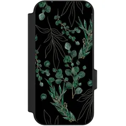 Nivocase Klapphülle für Google Pixel 11 Handyhülle aus Kunst Leder NIVOflip schwarz Blätter Natur (Google Pixel 11), Smartphone Hülle, Schwarz