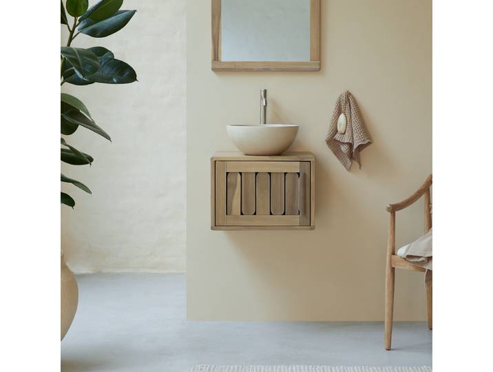 Badezimmermöbel aus massiver Akazie 50cm Lila - Natur - Acacia