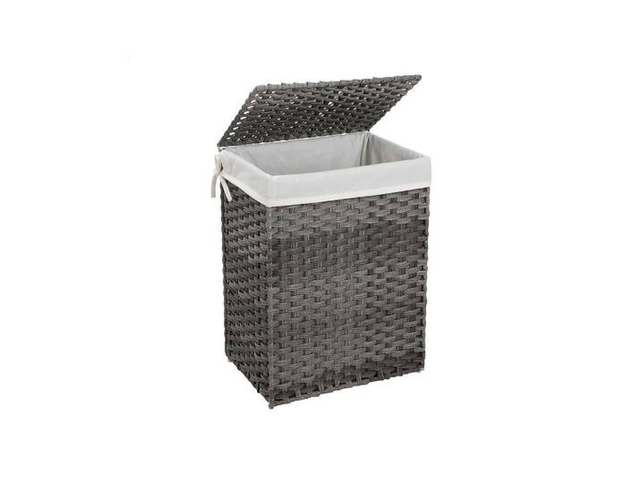 Hansiro Wäschekorb AUS Polyrattan, Grau, Kunststoff, 33x60x46 cm, Haushalt & Reinigung, Wäschepflege, Wäschekörbe & Tonnen