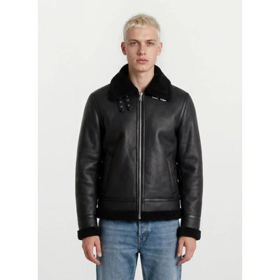 Lederjacke TRUEPRODIGY "Keno Oversize Lederjacke mit Pelzbesatz", Herren, Gr. S, schwarz, Obermaterial: 100% Schafsleder sheepskin., Jacken