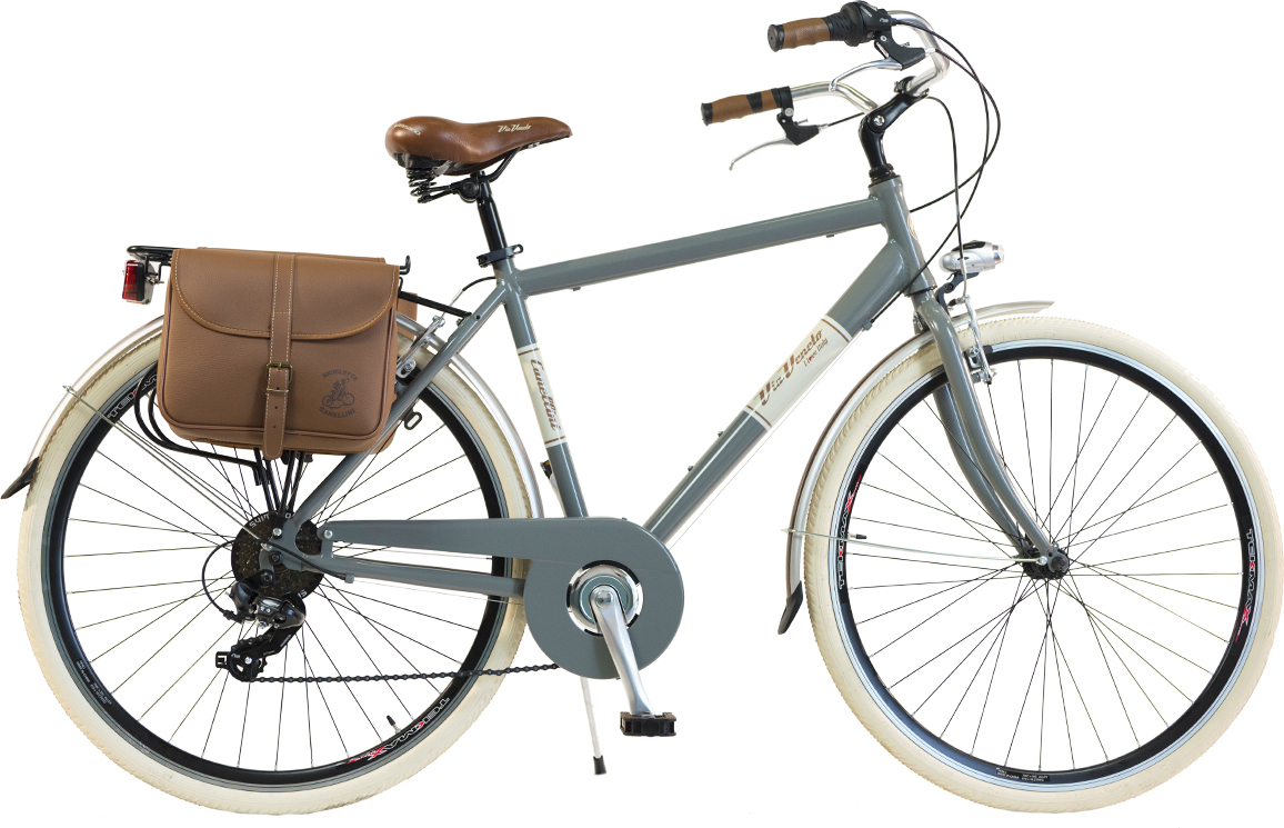 Via Veneto by Canellini Fahrrad Citybike Mann Aluminium mit Seitentaschen - Grau 58
