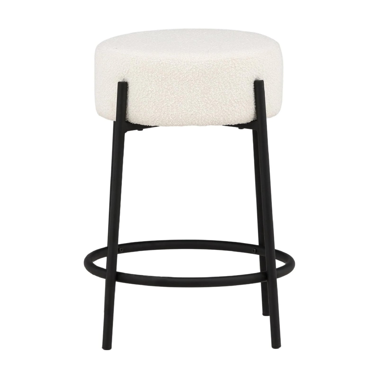 QUVIO Enza Barkruk - Zwart Wit Bouclé - Met Metalen Frame