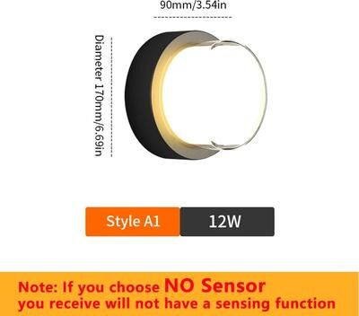 Inspire Curations LumaGuard Motion Sensor LED Wall Light Waterproof Outdoor Wall Light IP66 style A1 12w Cold White No Sen