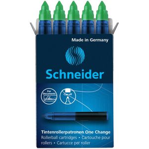 Schneider Tintenrollermine One Change 185404, Strichbreite 0,6 mm, Schreibfarbe grün, 5 Stück