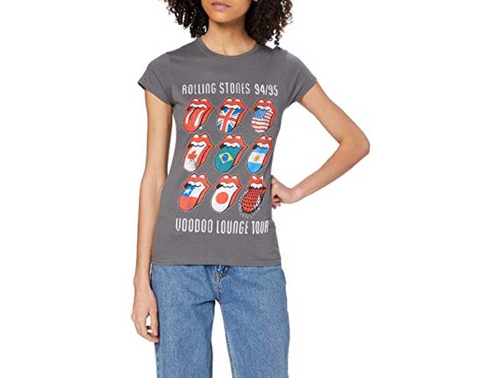 T-Shirt # S Grey Femmina # Voodoo Lounge Tongues