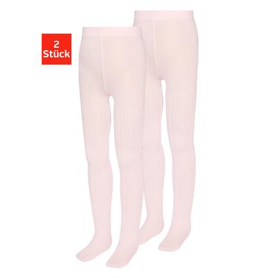 Feinstrumpfhose H.I.S "für Mädchen", Mädchen, Gr. 116/122, rosa (2x rosa), Obermaterial: 93% Polyamid, 7% Elasthan, Zopfmuster, unifarben, elastisch, Strumpfhosen Feinstrumpfhose, mit Zopfmuster