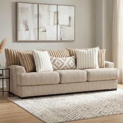 "Furniture of America Peak Chenille 98"" USA Made Sofa with Accent Pillows"