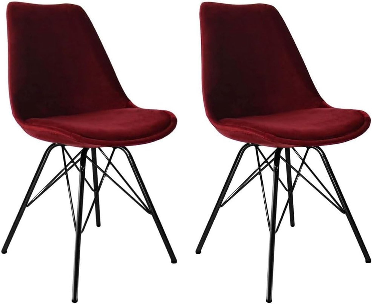 Set van 2 Kick kuipstoelen Velvet - Rood