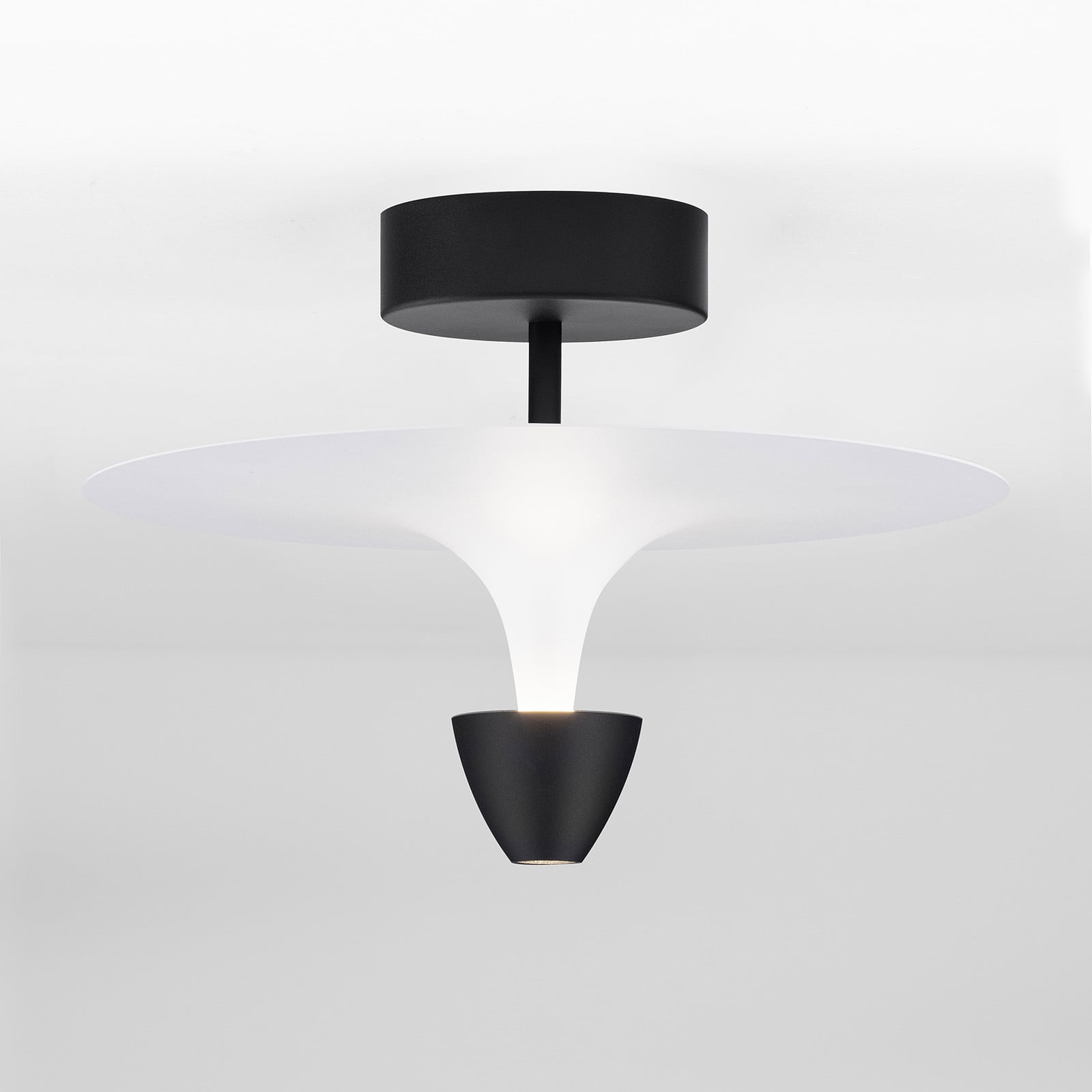 home24 Plafondlamp Luet LED Wit/Zwart Diameter: 34 cm