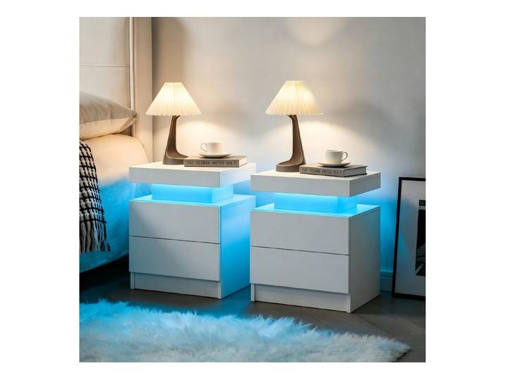 Fine Life Pro Nachttisch LED-Nachttisch-Set (2 Stück) – Moderner Beistellschrank