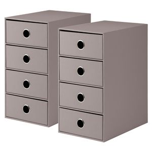 Rössler-Papier Schubladenbox 1524452494, S.O.H.O., A5, 4 Fächer, Pappe, geschlossen, taupe, 2 Stück