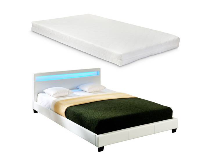POLSTERBETT Paris mit Matratze und LED-Beleuchtung