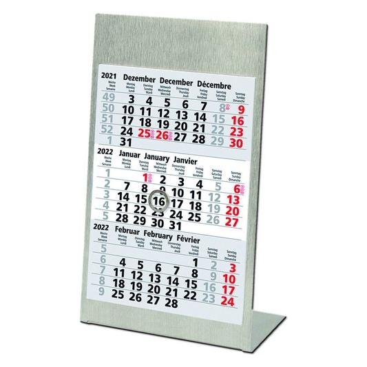 Güss 3-Monats-Tischkalender 10,5 x 23cm Edelstahl 2025 (77000)