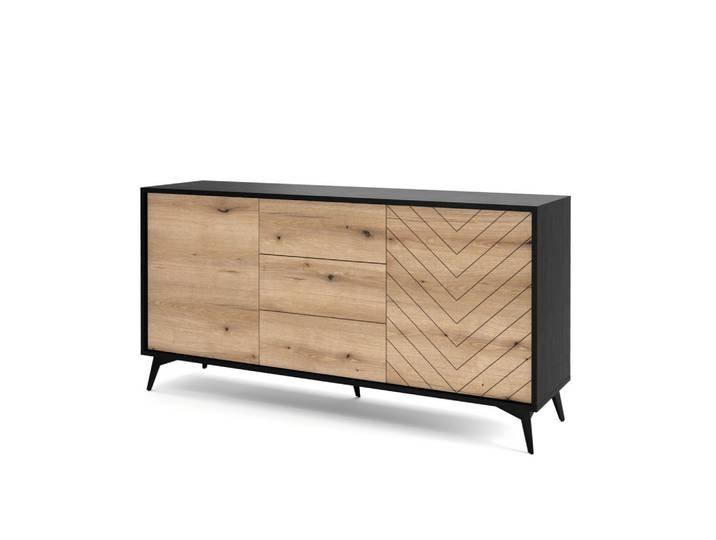 SIDEBOARD DIAMANTE 154/77/39 cm mit 3 Schubladen 2 Türen Schwarz