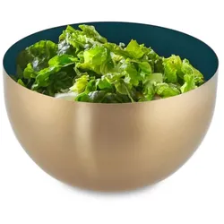 Relaxdays Zweifarbige Salatschüssel aus Edelstahl Dunkelgrün,Gold