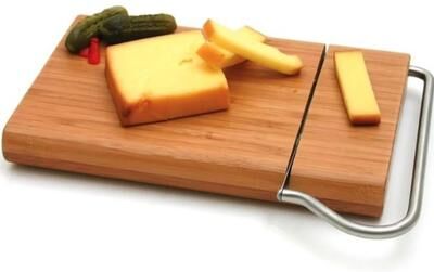 Swissmar Bamboo Cutting Board With Stainless Steel Cheese Slicer Blade