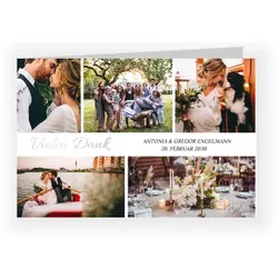 Hochzeit Dankeskarten in Weiß im Design "Collage" - Musterkarte