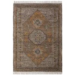 TEPPICH aus Naturfasern handgewebt BERMEO in Natur, im Vintage-Stil, aus Jute, 140 x 200 cm