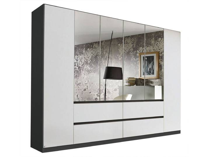Kleiderschrank MAINZ 271 x 210 cm Grau metallic/Spiegel