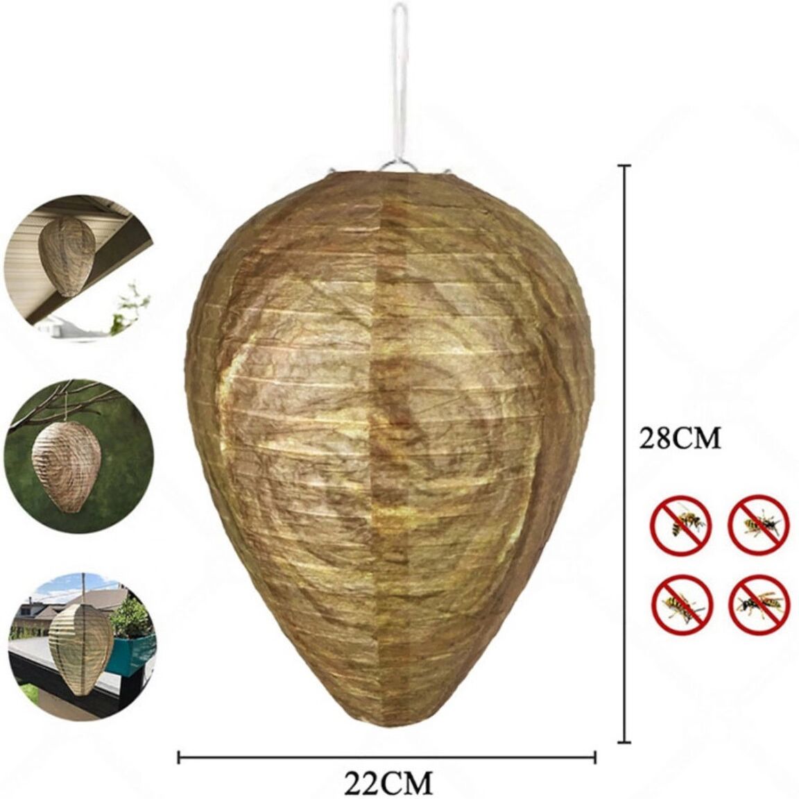 INF Wespenabwehr-Papierlaternen No.2 - Wasserdichte Outdoor-Wespenfalle und Köder, 28cm x 22cm, 4er Pack