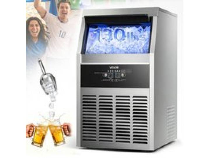 VEVOR Gewerbliche Eiswürfelmaschine 59 kg/Tag Eiswürfelbereiter mit 14 kg Eisvorratsbehälter, Edelstahl Freistehende Eismaschine mit LED-Anzeige Selbstreinigung, Ideal für Hausbar Restaurant Café