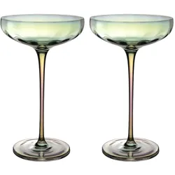 Intirilife Martini Cocktail Gläser mit Regenbogen Schimmer, Cocktailgläser, Transparent