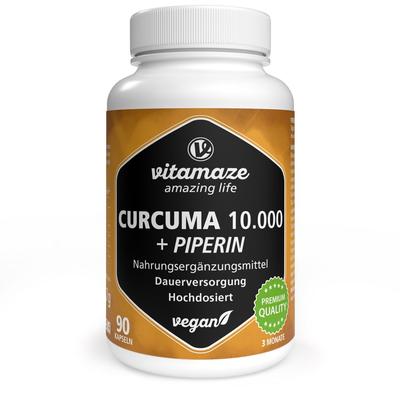 Curcuma 10.000+Piperin hochdosiert vegan Kapseln 90 St