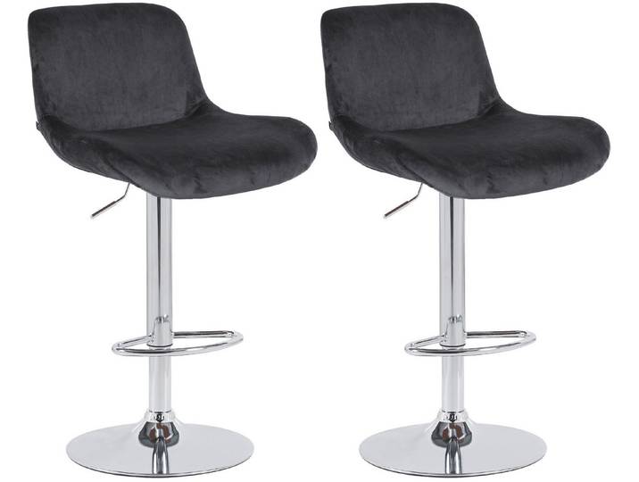 CLP Barhocker Solon (Set, 2er), Samt- oder Stoffbezug, Metall in Chromoptik