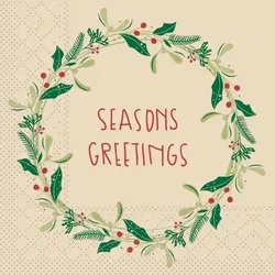 Tissue Serviette Isabell - Season ́s Greetings - in Recycled Tissue, 24 x 24 cm, 150 Stück - Mank