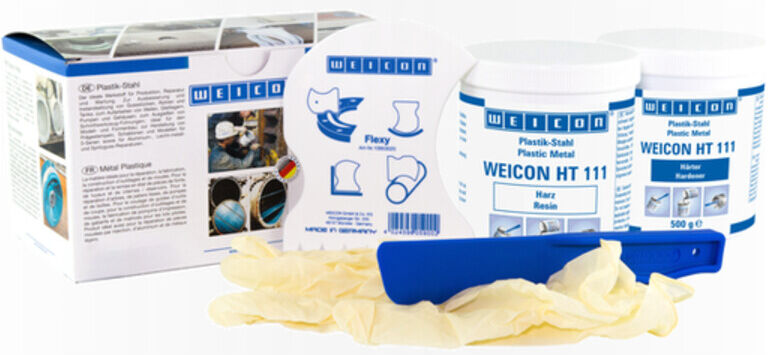 WEICON Epoxidharz-System 'HT 111', stahlgefüllt hochtemperaturbeständig für Reparatur und Formgebung, 1 kg, dunkelgrau (10062985)