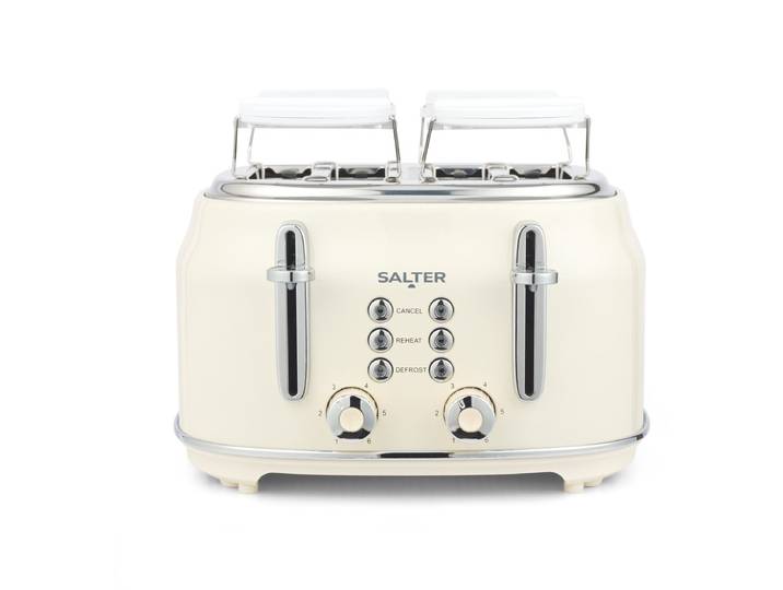 Salter Retro Crème 4-slice Toaster - 6 Bruiningsniveaus\, Brede Sleuven