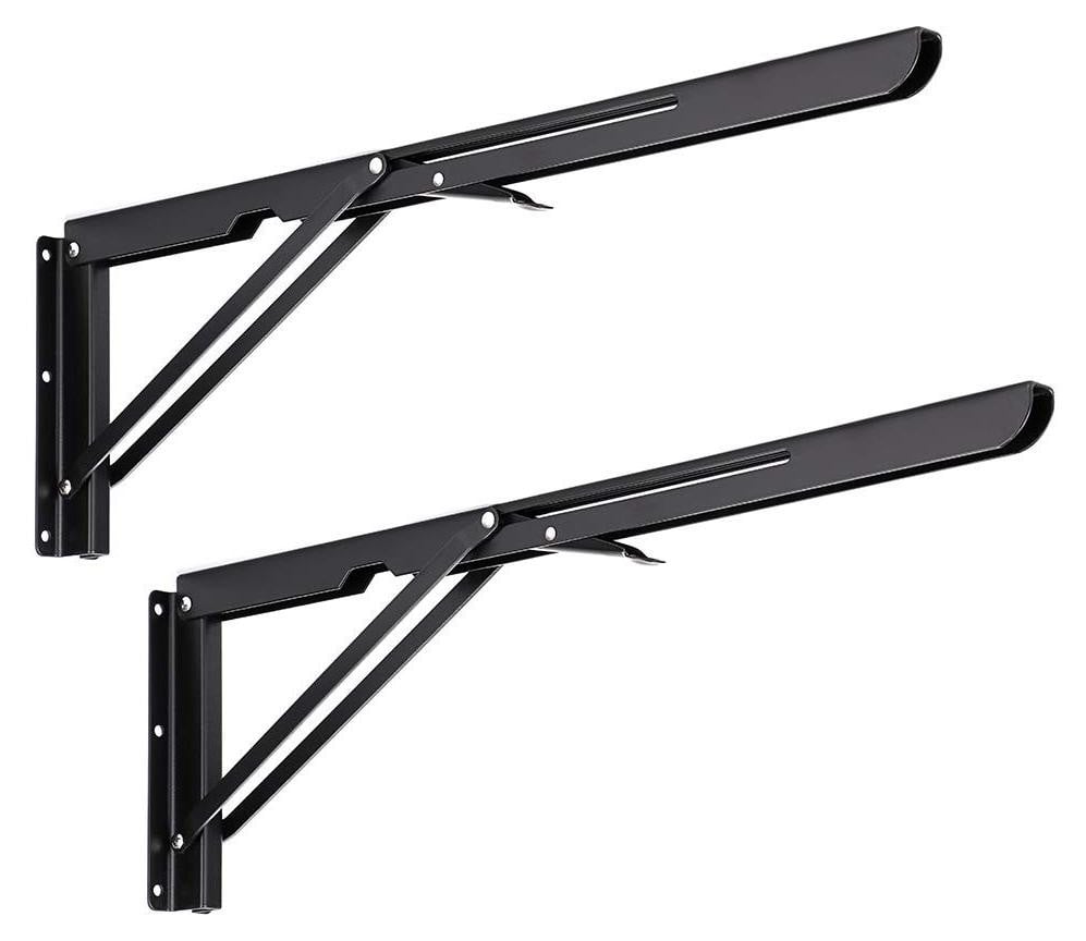 Set van 2 stevige inklapbare wandplanken, zwart