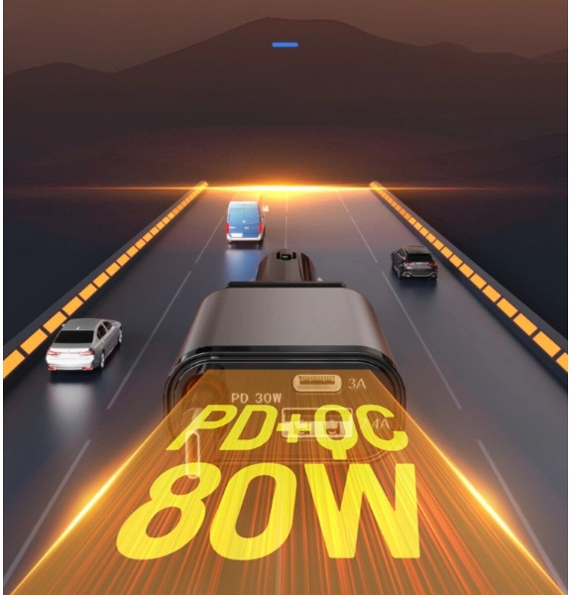 INF 3-Port-Autoladegerät mit 30W PD, 80cm einziehbarem Doppelkabel und verstellbarem Kopf Silber