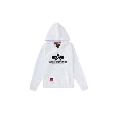 Hoodie ALPHA INDUSTRIES "Basic Hoodie BL K", Mädchen, Gr. 14, weiß, Obermaterial: 80% Baumwolle, 20% Polyester, regular fit, Sweatshirts Hoodie