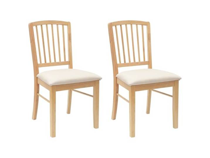 KUTYWEXFM 2er Set Esszimmerstühle aus Massivholz Kautschukbaum Natur Stabile Holzstühle für Esszimmer und Küchenecke, ergonomische Rückenlehne, belastbar bis 110 kg per Sitz, einfache Pflege.