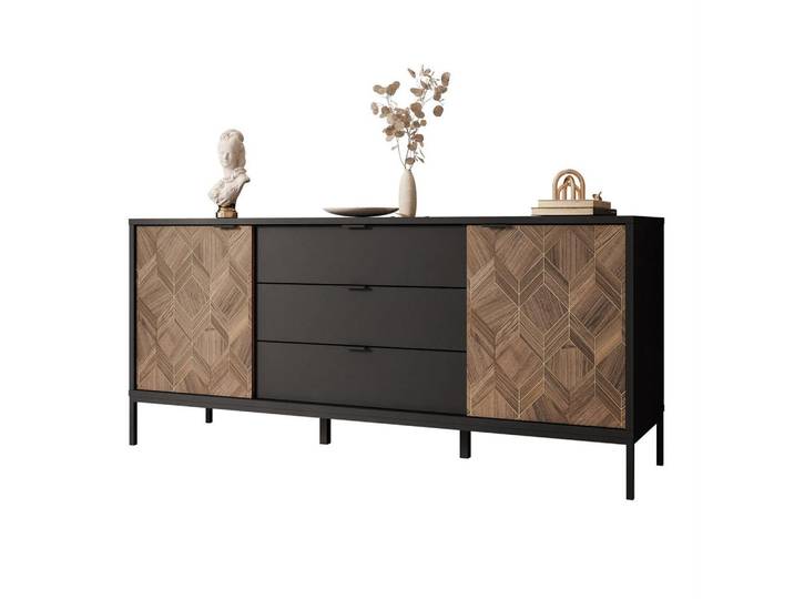 Lookway Kommode Liam, Schwarz, 185x83x50 cm, Kleinmöbel, Kommoden, Kommoden