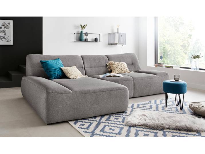Ecksofa, Strukturfein, Grau 288×175 cm, Fester Sitzkomfort, Modern, Domo-Collection