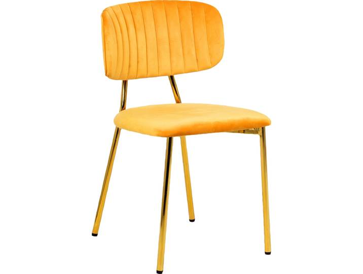 Esszimmerstuhl KAYOOM Stuhl Kian 125 2er-Set,filigranes Metallgestell,pflegeleicht Samtbezug , orange (hellorange), B:51cm H:80cm T:47cm, Polyester, Stühle, Esszimmerstuhl, samtweicher Bezug, pflegeleichter Samtbezug