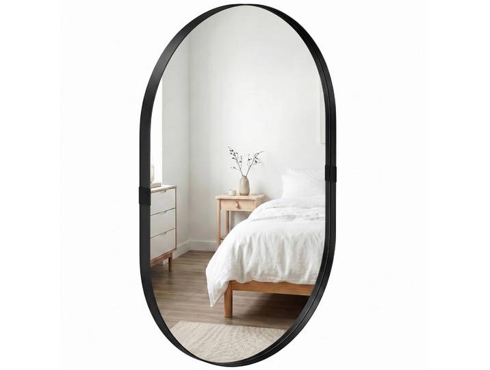 ComfortXL Wandspiegel De-14383 mit Aluminiumrahmen, 4cm tief Schwarz, Metall, 60x90x4 cm, Spiegel, Wandspiegel