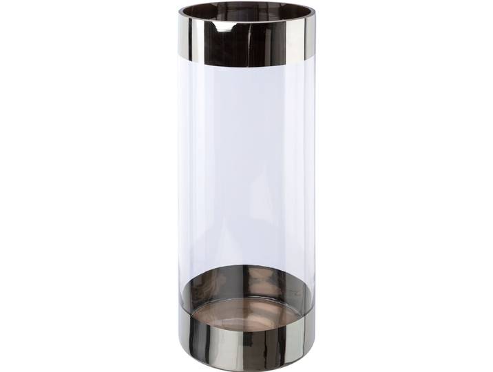 Bodenvase CREATIV DECO, transparent, H:40cm Ø:15cm, Glas, Vasen, Bodenvase, mit silberfarbenen Absetzungen