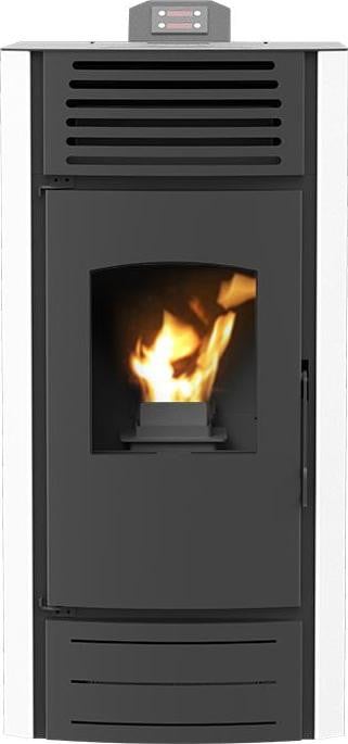 Robin Wood Enya pelletkachel, 8 kW, wit, met 16 kg pelletopslag