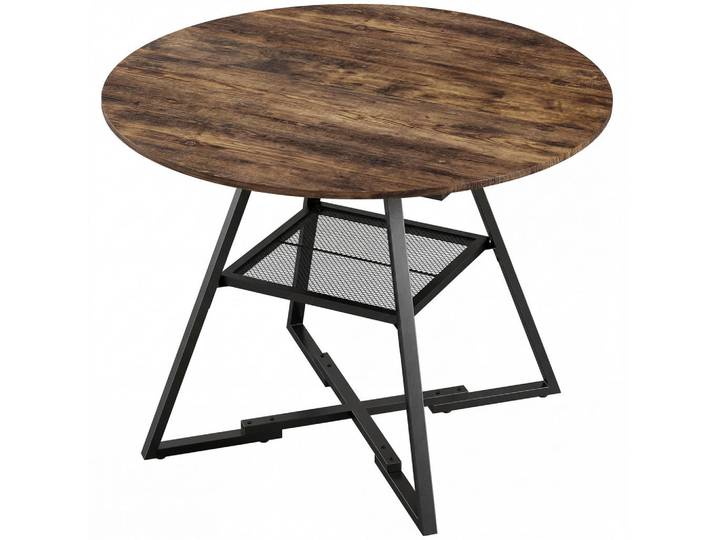 Homcom Esstisch Spanplatte Metall Rustikal Braun, Holzwerkstoff, 100x76x100 cm, Esszimmer, Esstische