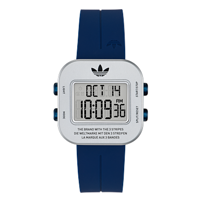 Digitaluhr ADIDAS ORIGINALS "ADAPTIK ONE", blau (blau, silberfarben), Armbanduhren, Herren, silberfarben, Digitaluhr, Quarzuhr, Armbanduhr, Damenuhr, Herrenuhr, Silikonarmband