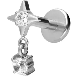 Titan Labret mit Innengewinde STERN + KRISTALL