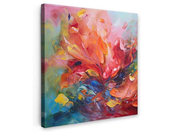 LEINWANDBILD Ölgemälde - Kunst - Abstrakt - Farbenfroh Wandbild Wohnzimmer 50x50 cm