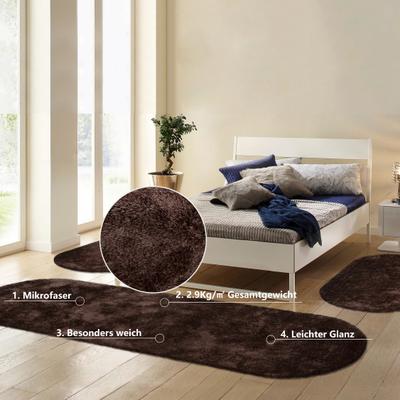 Hochflor-Bettumrandung BRUNO BANANI "Dana Teppich, Kundenliebling" Gr. 14, braun, H:30mm, Obermaterial: 100% Polyester, Bettumrandungen, unifarben, Mikrofaser, pflegeleicht, Bettvorleger, Schlafzimmer